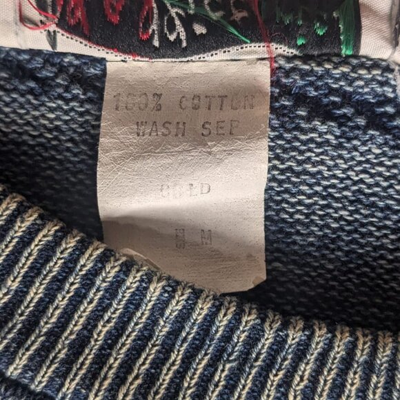 Vintage La Victoria Blue Acid Wash Sweater Size M 100% Cotton - Picture 10 of 11